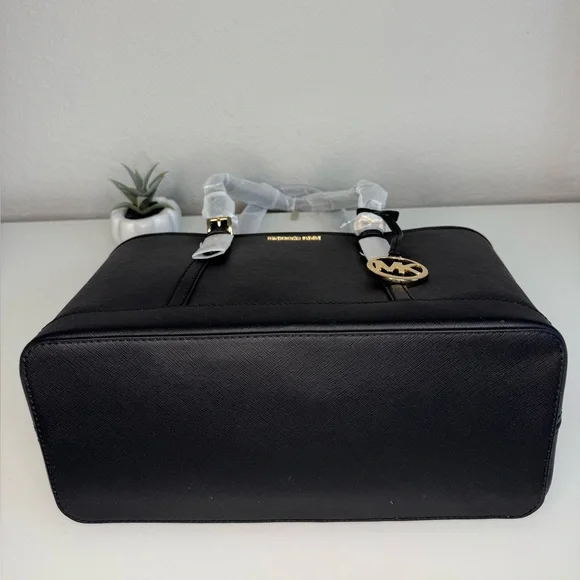 MICHAEL KORS Jet Set Travel SM Top Zip Shoulder Tote & Trifold Wallet Black NWT - Picture 8 of 16